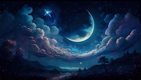 Beautiful Blue Moon In The Night Sky Background, Night Sky, Moon, Sky Background Image And ...