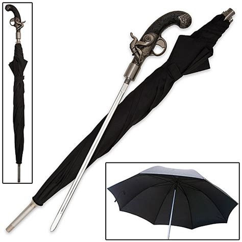 Sword Cane Flintlock Pistol Umbrella with Hidden Blade