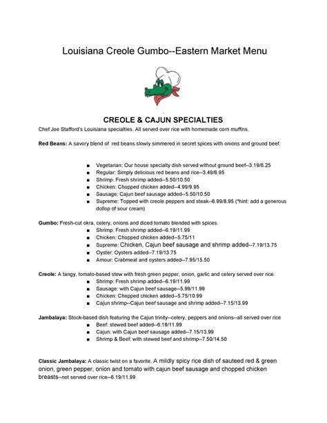 Louisiana Creole Gumbo Menu, Menu for Louisiana Creole Gumbo, East Side, Detroit - Urbanspoon/Zomato