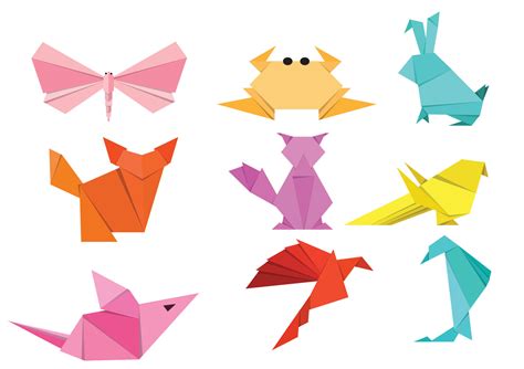 Set Paper animals.Origami animals made of paper in origami technique.Cartoon geometric wild ...