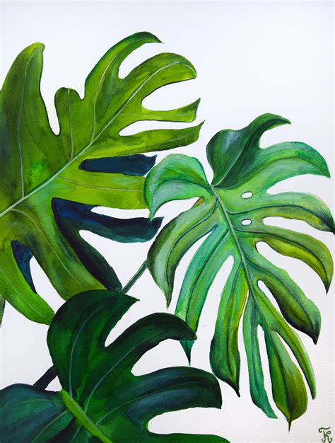 Monstera Leaves Watercolor Painting PRINT Botanical Abstract - Etsy | Plant painting, Painting ...