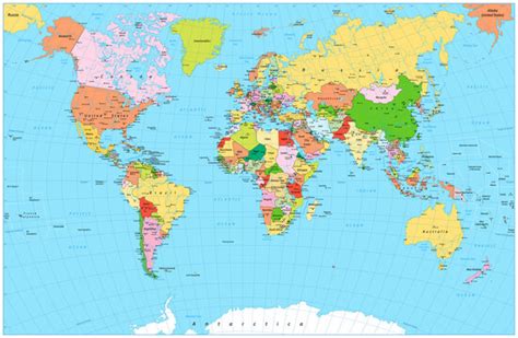 World Map With Countries And Capitals In English