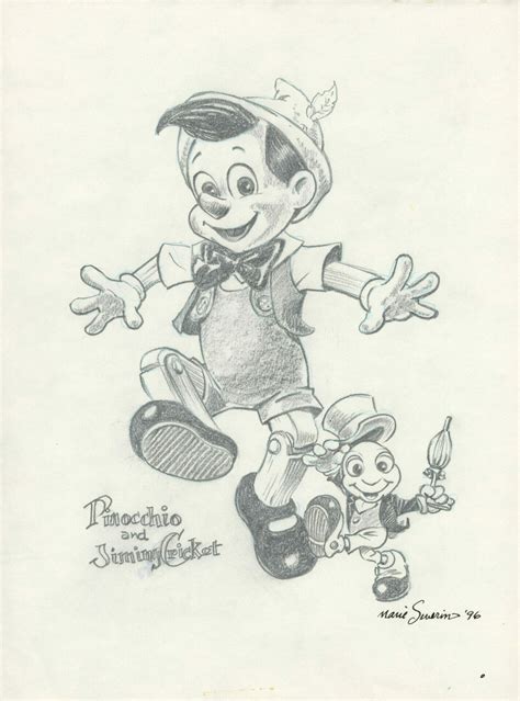 Pinocchio & Jiminy Cricket sketch by Marie Severin - Panel Gallery