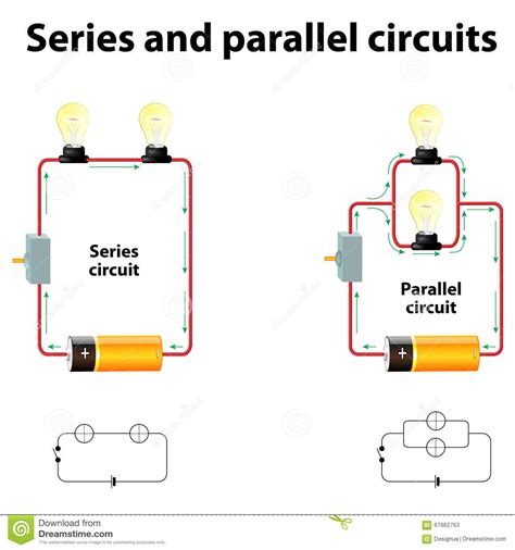 Series And Parallel Circuits Stock Vector - Illustration of lamp, circuits: 67662763 | Series ...