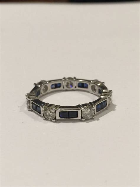 Sapphire & Diamond Eternity Ring in 18K white gold