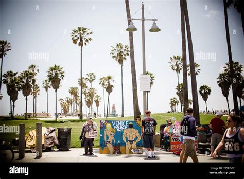 View Along the Boardwalk in Venice Beach Stock Photo - Alamy