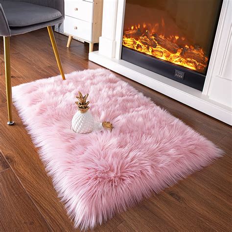 Super Soft Faux Sheepskin Fur Area Rugs for Bedroom Floor Shaggy Plush Carpet Faux Fur Rug ...