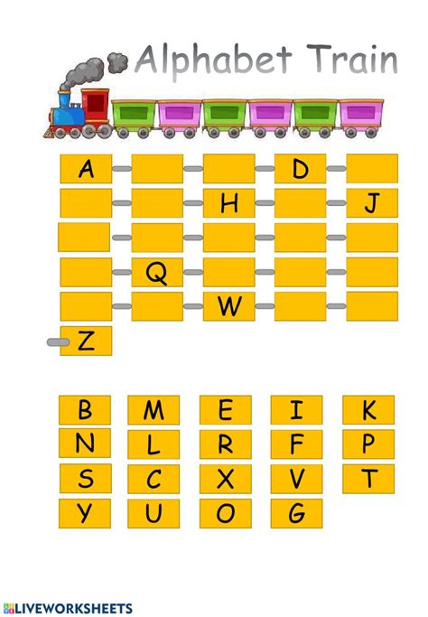 Alphabet train - Interactive worksheet | Alphabet train, Worksheets, Letter s worksheets