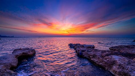 1920x1080 Resolution Mediterranean Sea Sunset 1080P Laptop Full HD Wallpaper - Wallpapers Den