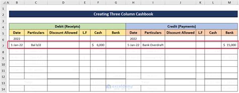 How to Create Three Column Cash Book in Excel - ExcelDemy