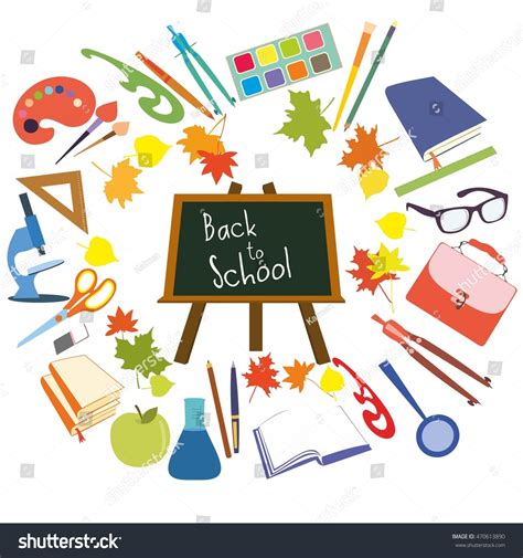 Back School Supplies School Icon Set Stock Vector (Royalty Free) 470613890 | Shutterstock