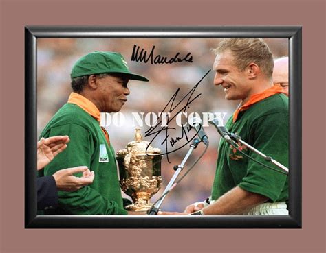 Nelson Mandela Francois Pienaar 2005 World Cup Signed Autographed Photo Poster Memorabilia A4 ...