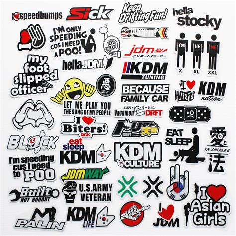 Funny Car Stickers JDM Decals Drift Car Decal Japanese Auto Motocycle Helmets Reflective Decals ...