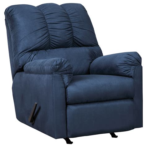 Signature Design by Ashley Darcy - Blue Rocker Recliner | A1 Furniture & Mattress | Recliners