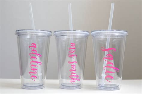 Insulated Plastic Tumbler With Lid & Straw Custom Clear - Etsy