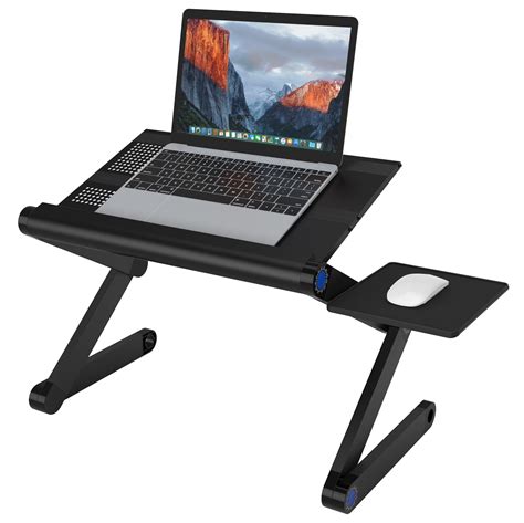 Adjustable Vented Laptop Stand, Portable Folding Standing Desk Ventilated Aluminum Laptop Riser ...