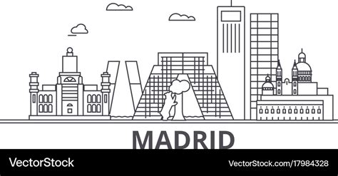 Madrid architecture line skyline Royalty Free Vector Image