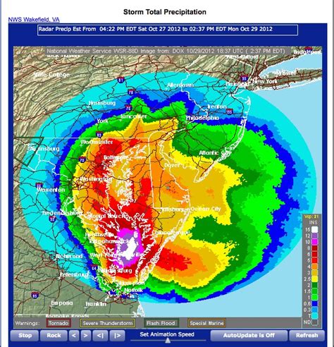 Track Hurricane Sandy Rainfall with NWS Radar Loop | Emergency Essentials Blog