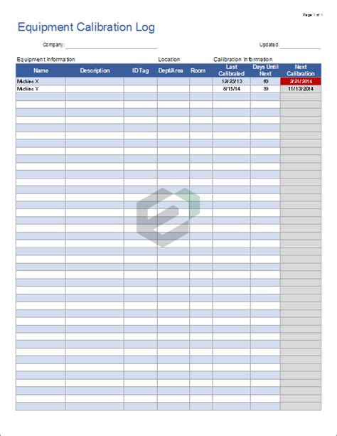 Tag : equipment calibration log | Download Excel Resources