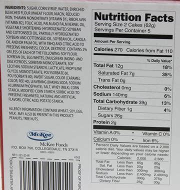 little debbie snacks nutrition facts