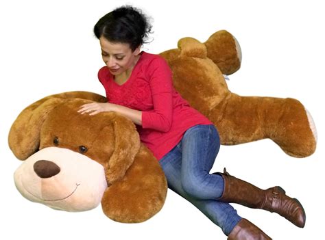 Giant Stuffed Puppy Dog 5 Feet Long Squishy Soft Extremely Large Plush Honey Brown Color - Big ...