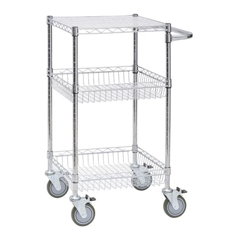 HUBERT® Chrome-Plated Steel Mobile Workstation Cart - 24"L x 21"W x 39 3/4"H