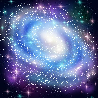 Blue Spiral Galaxy With Shining Stars Stock Illustration - Download Image Now - iStock