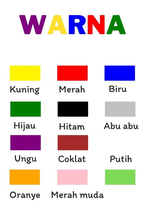 Belajar nama warna bahasa Indonesia dan Inggris - bahasa Inggris pemula - Inggris123 | Materi ...