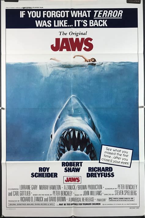 JAWS, Original 1979 Re-Release Movie Poster - Original Vintage Movie Posters