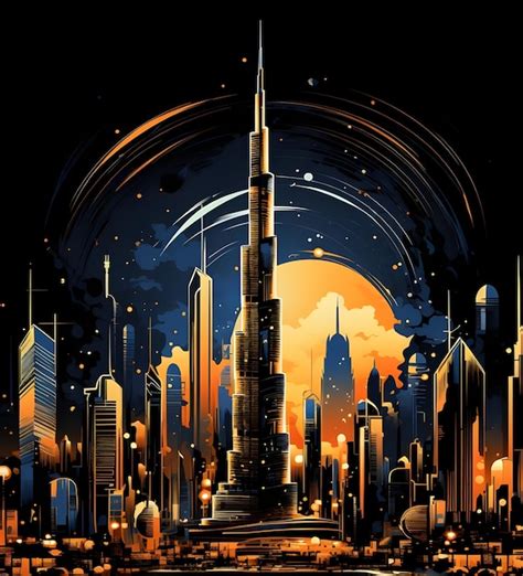 Premium AI Image | Magestic view of Burj Khalifa Skyline in Dubai