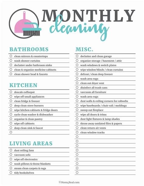 Professional House Cleaning Checklist Printable Free