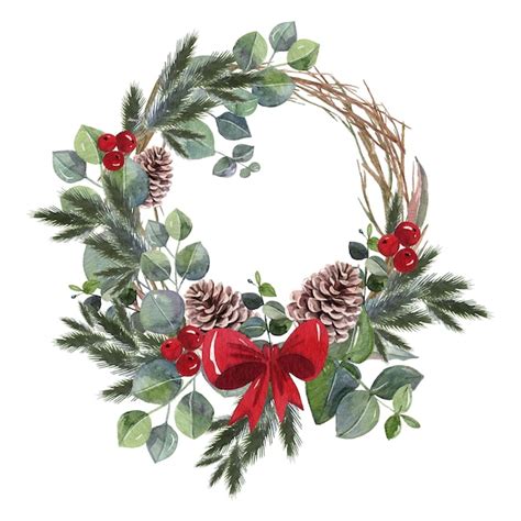 Free Vector | Watercolor christmas wreath concept