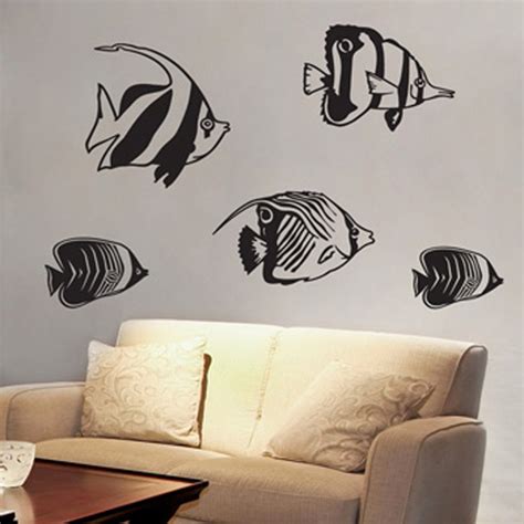 Swimming Fish - Set of 5 Angel Fish Wall Decal Sticker Graphic