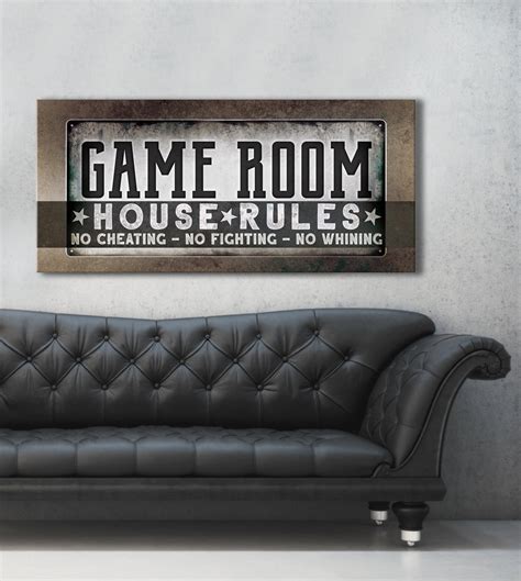 Game Room Wall Art: House Rules (Wood Frame Ready To Hang) - Sense Of Art