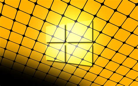 Windows 10 glass logo on a yellow grid wallpaper - Computer wallpapers - #45303