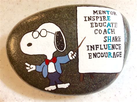 Snoopy, Peanuts, teacher appreciation, education, painted rocks by Holly N. | Rock painting ...