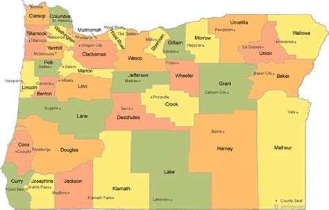 Counties Of Oregon Map - Lydie Romonda