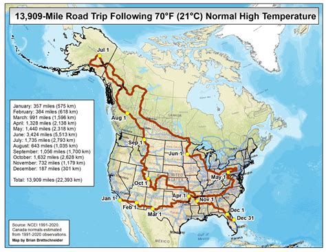 Road Trip Map Shows Travelers How To Follow 70 Degree Temps Throughout The U.S. | Weather.com