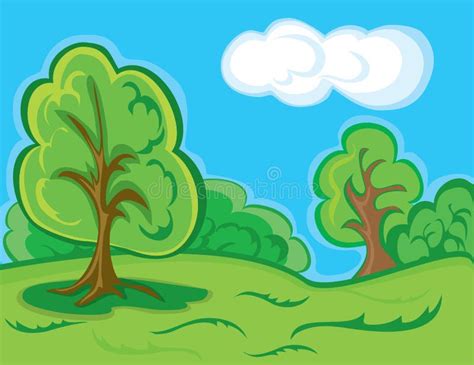 Cartoon forest landscape stock vector. Illustration of decor - 24068134