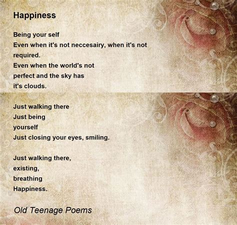 Happiness Poem by Old Teenage Poems - Poem Hunter