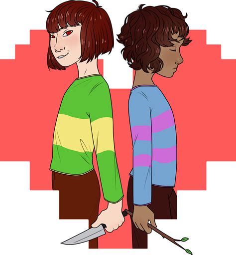 A Drawing Of Chara And Frisk From Undertale From The - Cartoon Clipart - Large Size Png Image ...