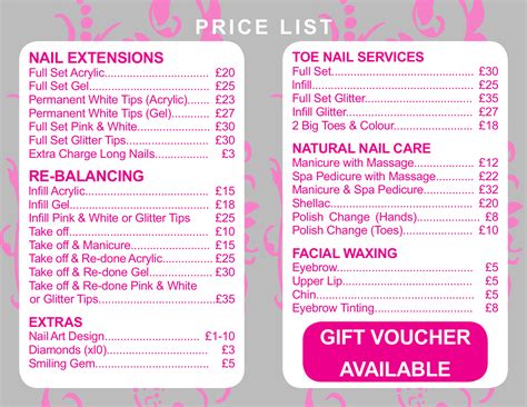 Nail Salon Price List Template - How do you Price a Switches?