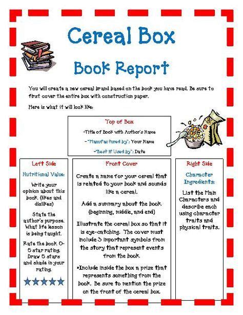 Cereal Box Book Report Template – CC Alcala Norte