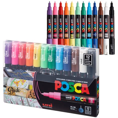 Buy 12 Posca Paint Markers, 1M Extra Fine Posca Markers with Extra Fine Tips, Posca Marker Set ...