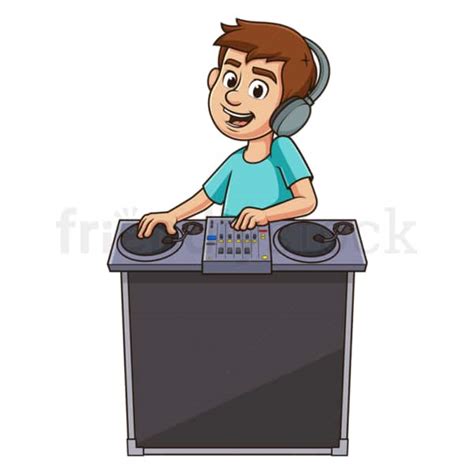 Cartoon DJ Playing Music Vector Clipart Graphic - FriendlyStock