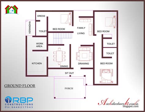 House Plan Kerala Kerala Plans Plan Floor 1500 Bedroom Sq Ft Designs Single Two Estimate Lakhs ...