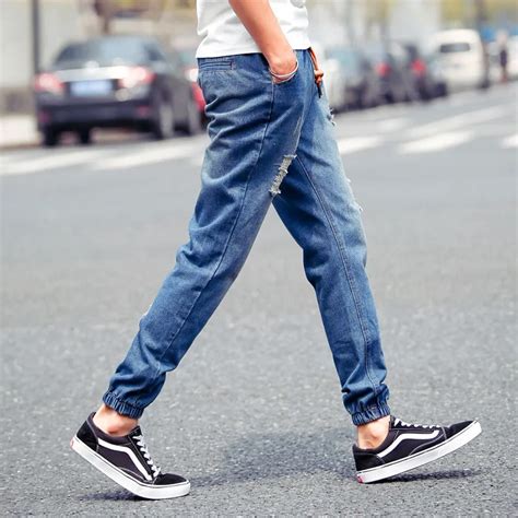 Aliexpress.com : Buy 2015 New Arrival mens Stylish ripped Jogger Jeans Skinny biker jeans Denim ...