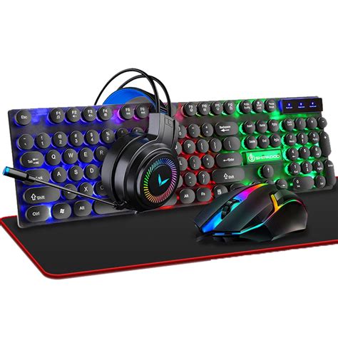 Gaming Keyboard and Mouse Combo with Mouse Pad,104 Keys Mechanical Touch Feeling LED Backlit ...