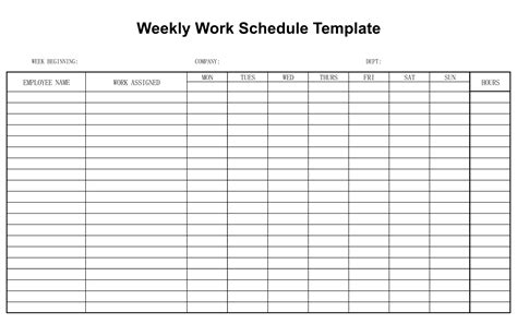 Blank Weekly Employee Schedule Template | Schedule template, Work schedule, Schedule printable free