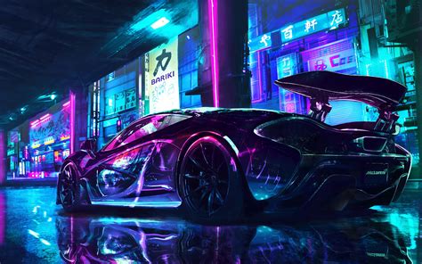 Cyberpunk Wallpaper 4K, McLaren, Supercars, Neon art, Cars, #1003